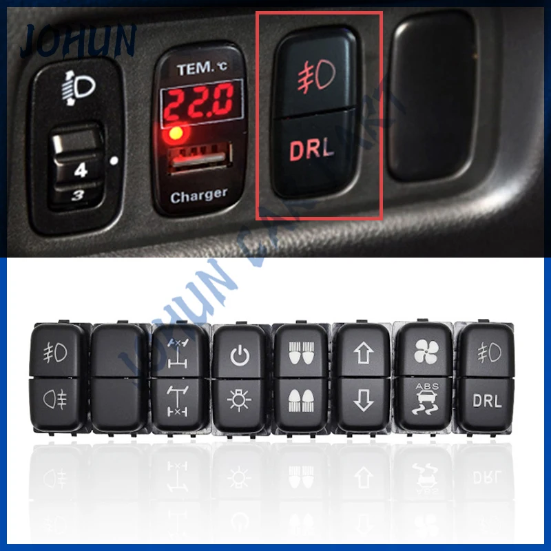 

1PC Dual Switch Car DRL Front Rear Fog Light Diff Lock Button Switch For Mitsubishi Lancer EX Pajero V73 V93 V97 New Accessories