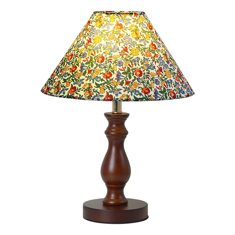 

Table lamp retro bedroom bedside high-end lamp Japanese-style wabi-sabi wind atmosphere solid wood ornament lamp