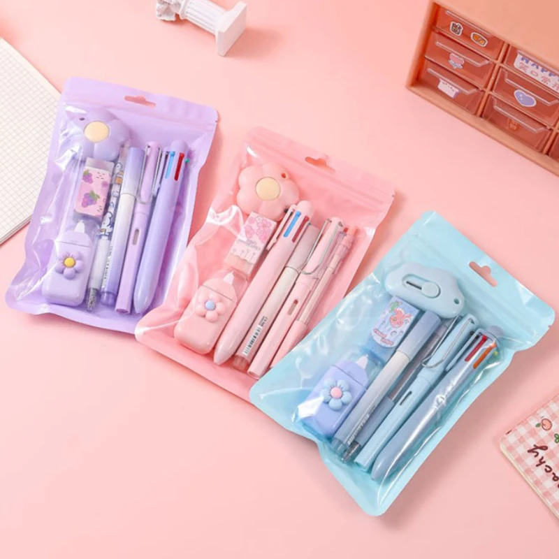 7-in-1 Stationery Set Birthday Present Back To School Gift Correction Tape Students Prize School Office Ball-point Pen Students