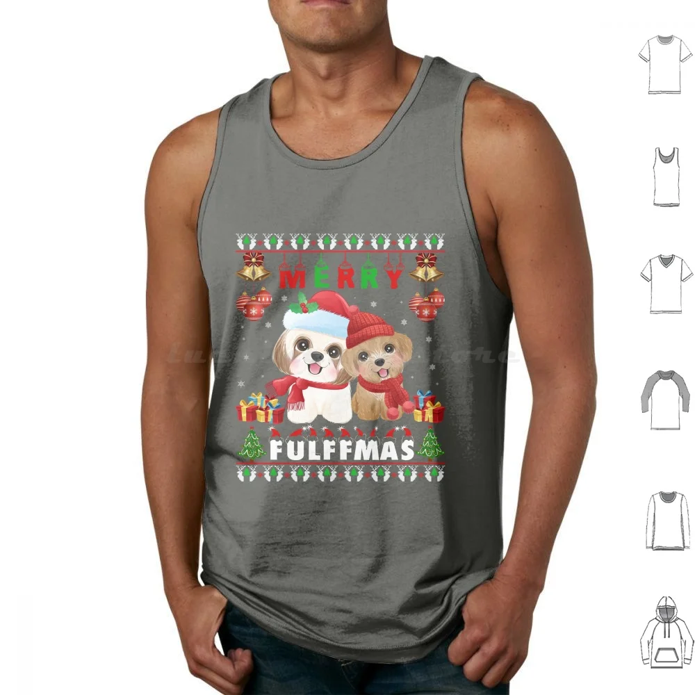 Merry Fulffmas Tank Tops Vest Sleeveless Ornaments Mother Christmas Dad Secretsanta Outdoor Christmas Decorations Xmas