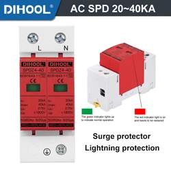 Protector contra sobretensiones AC 275V SPD 2P 20KA ~ 40KA, protección contra rayos, dispositivo de protección contra sobretensiones