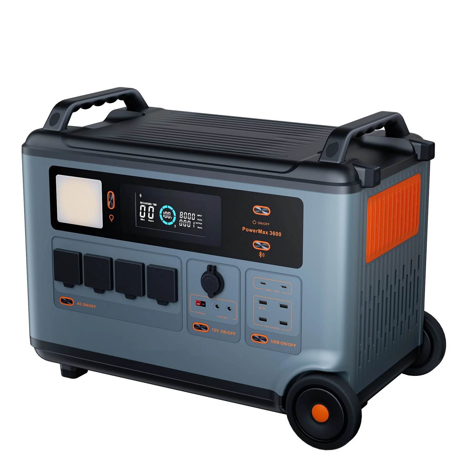 Power Max PM6000 51.2V 72.5Ah 3712Wh 6000W-9000W LiFePO4 Lithium Battery Portable Power Station Emergency Outdoor Power Supply