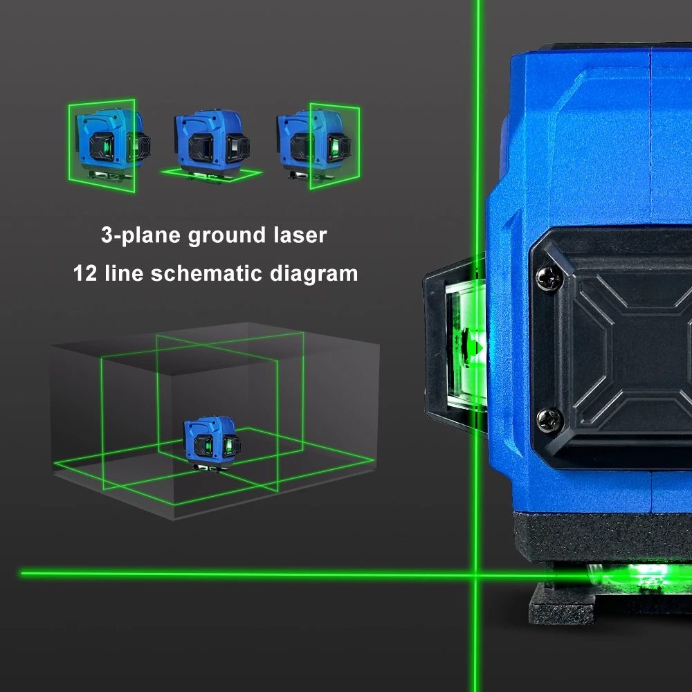 Kamolee 12 Lines Green Laser Level Horizontal Vertical Cross Lines High precision remote control Automatic adjustment gradienter
