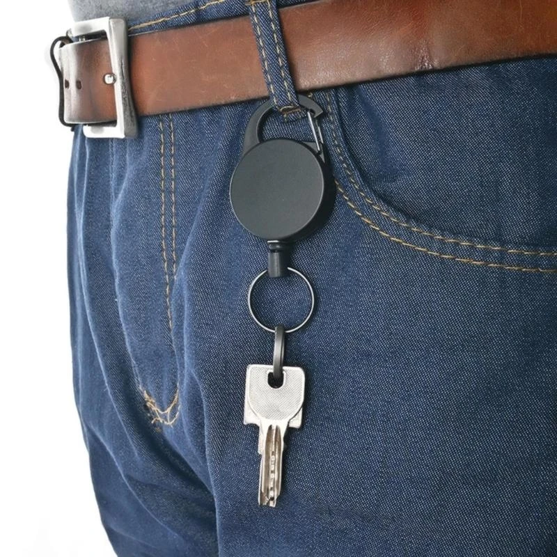 K0EF Heavy Duty Retractable Keychain Anti-theft Keychain with Carabiner Extending Length 23'' Retractable Badges Holder