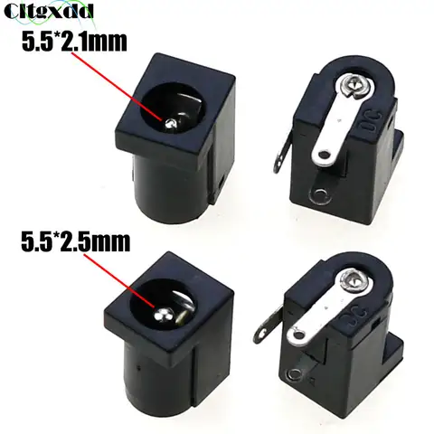 Cltgxdd 10/20/50/100pcs DC Power Jack Female Socket Connector DC005 5.5*2.1mm 5.5x2.5mm 3Pin Right Angle PCB Mount Terminal