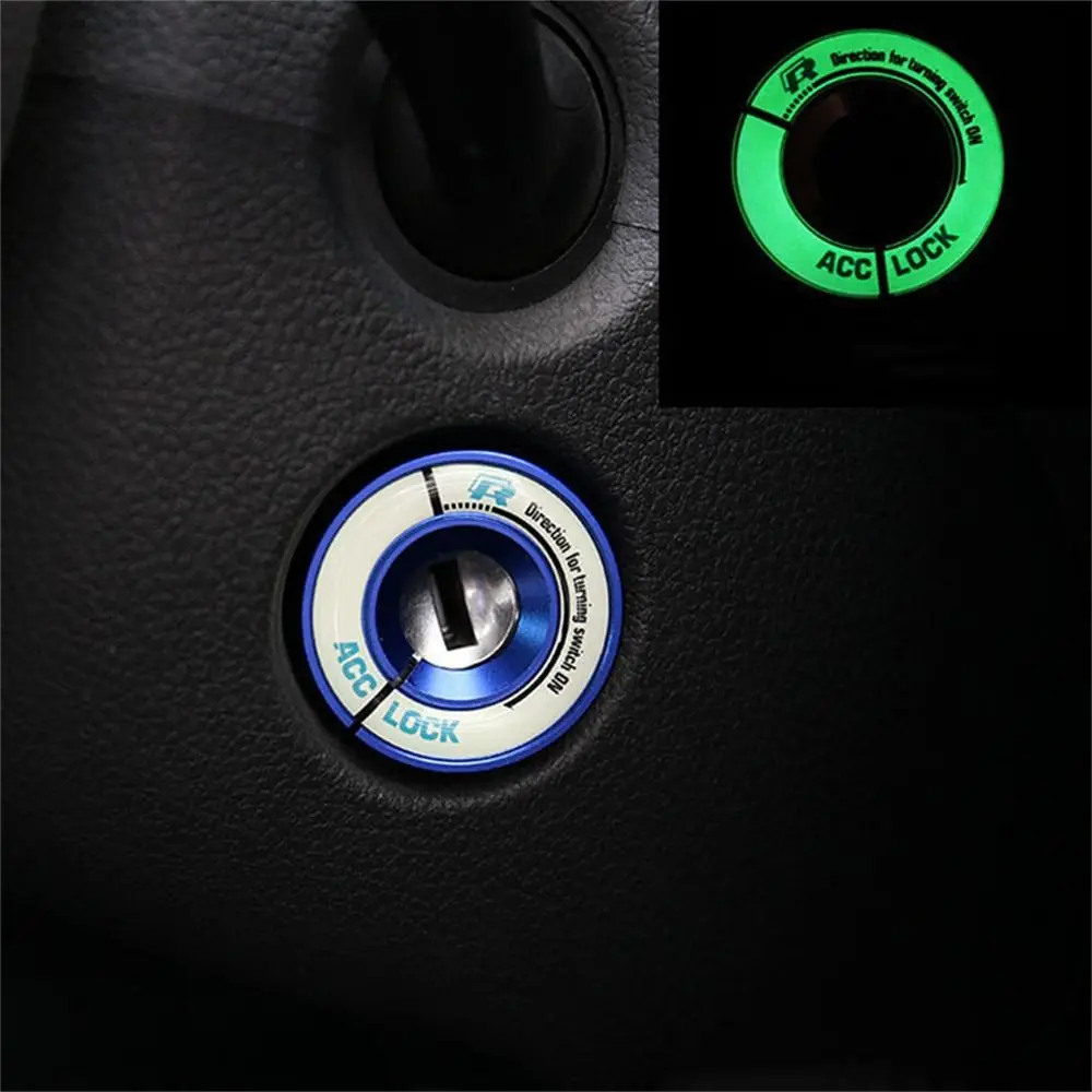Car Decor Start Stop Button Aluminum Alloy Ignition Switch Cover Start Button Cover Car Switch Sticker Ignition Key Ring Cover