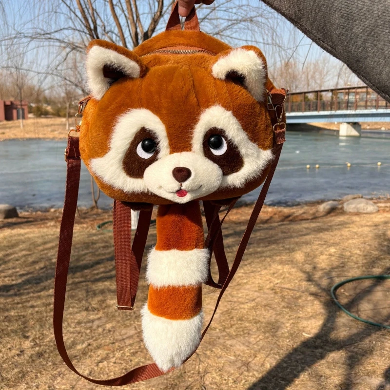 Mignon Panda rouge en peluche sac à dos hiver automne filles mode sac d'école décontracté Kawaii Animal dessin animé sacs à dos pour les femmes