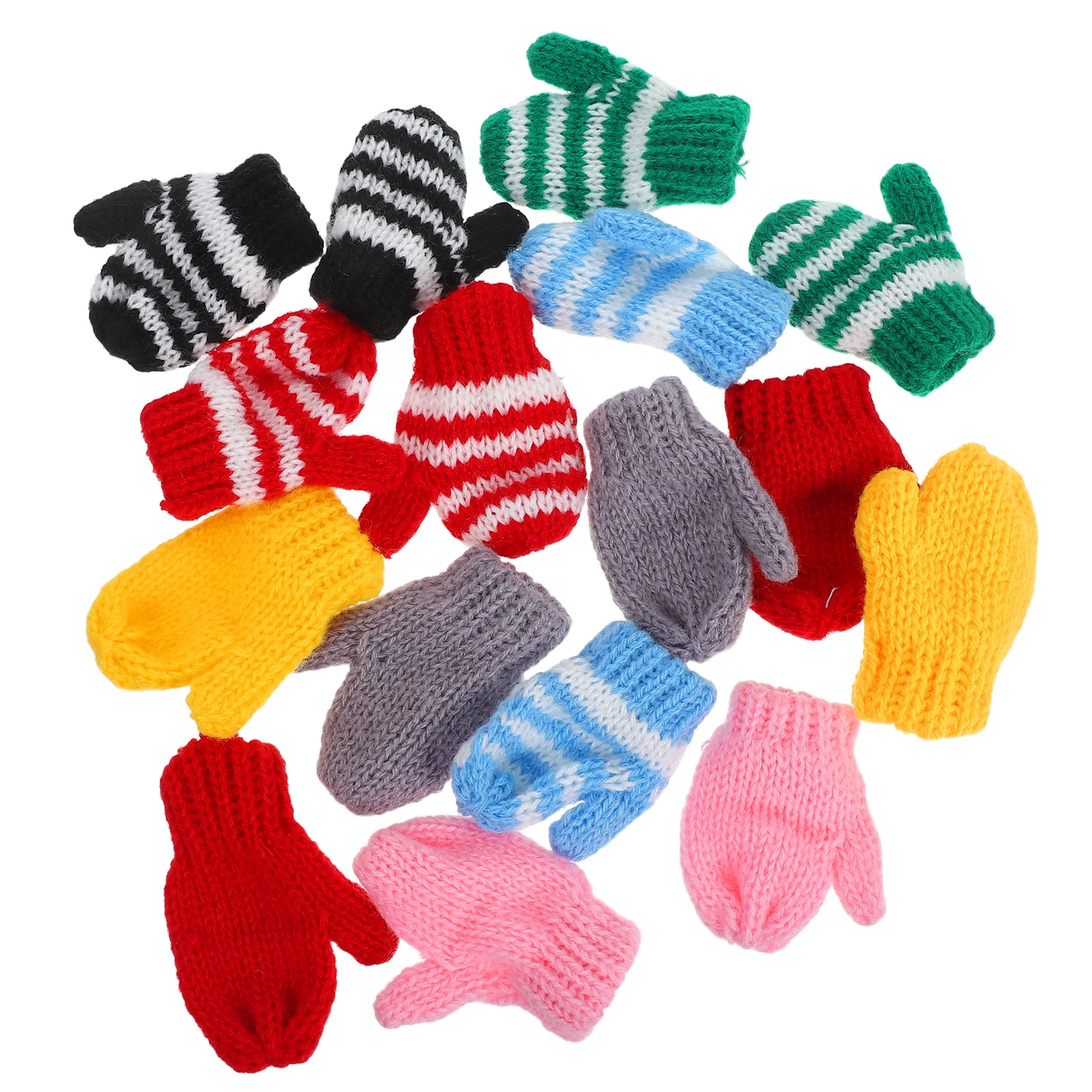 Mini Crochet Gloves For Dollhouse Miniatures Diy Crafts Holiday Decorations Kids Pretend Play Knit Accessory Set Jewelry