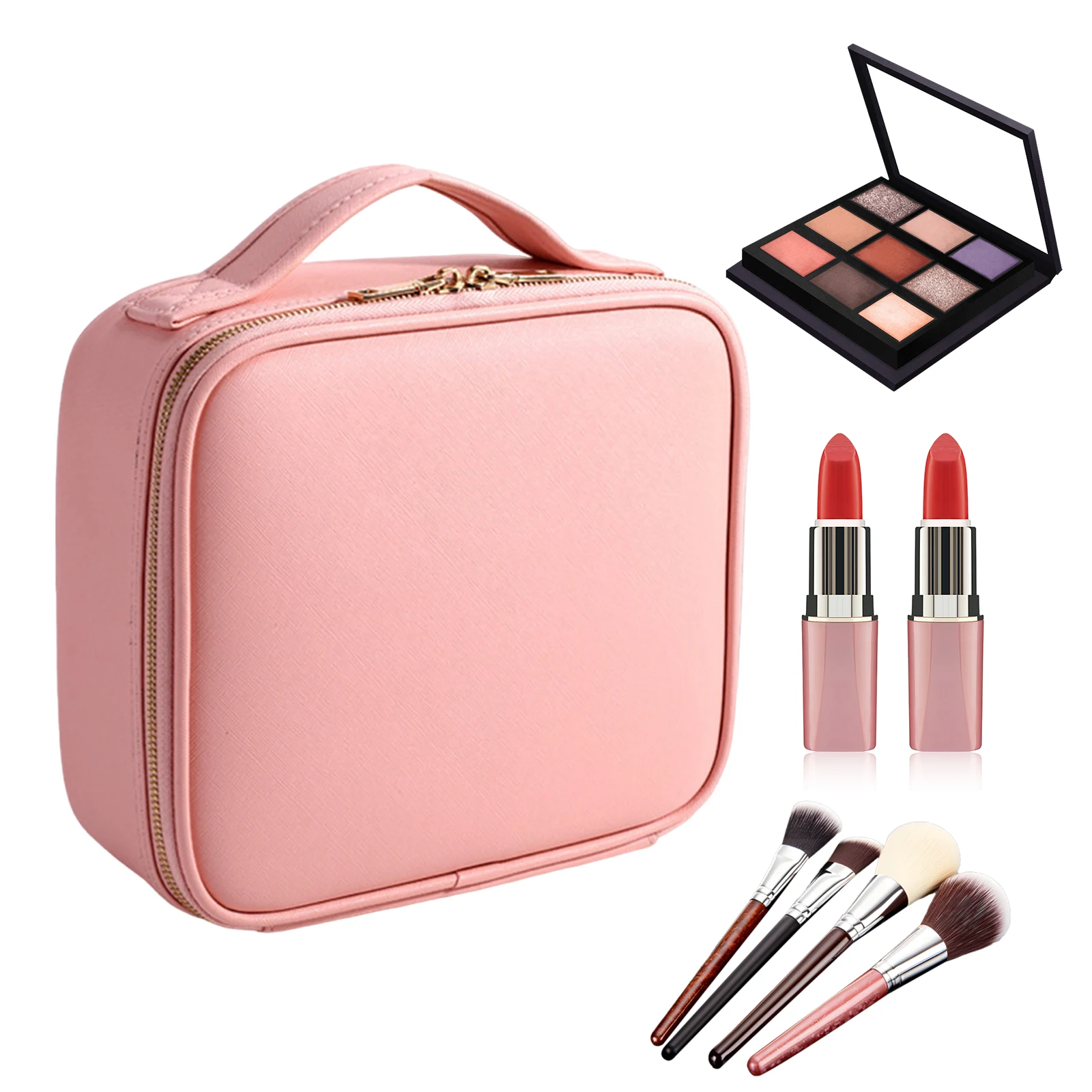 

Нейлоновая дорожная косметичка с регулируемыми разделителями для женщин (розовая)