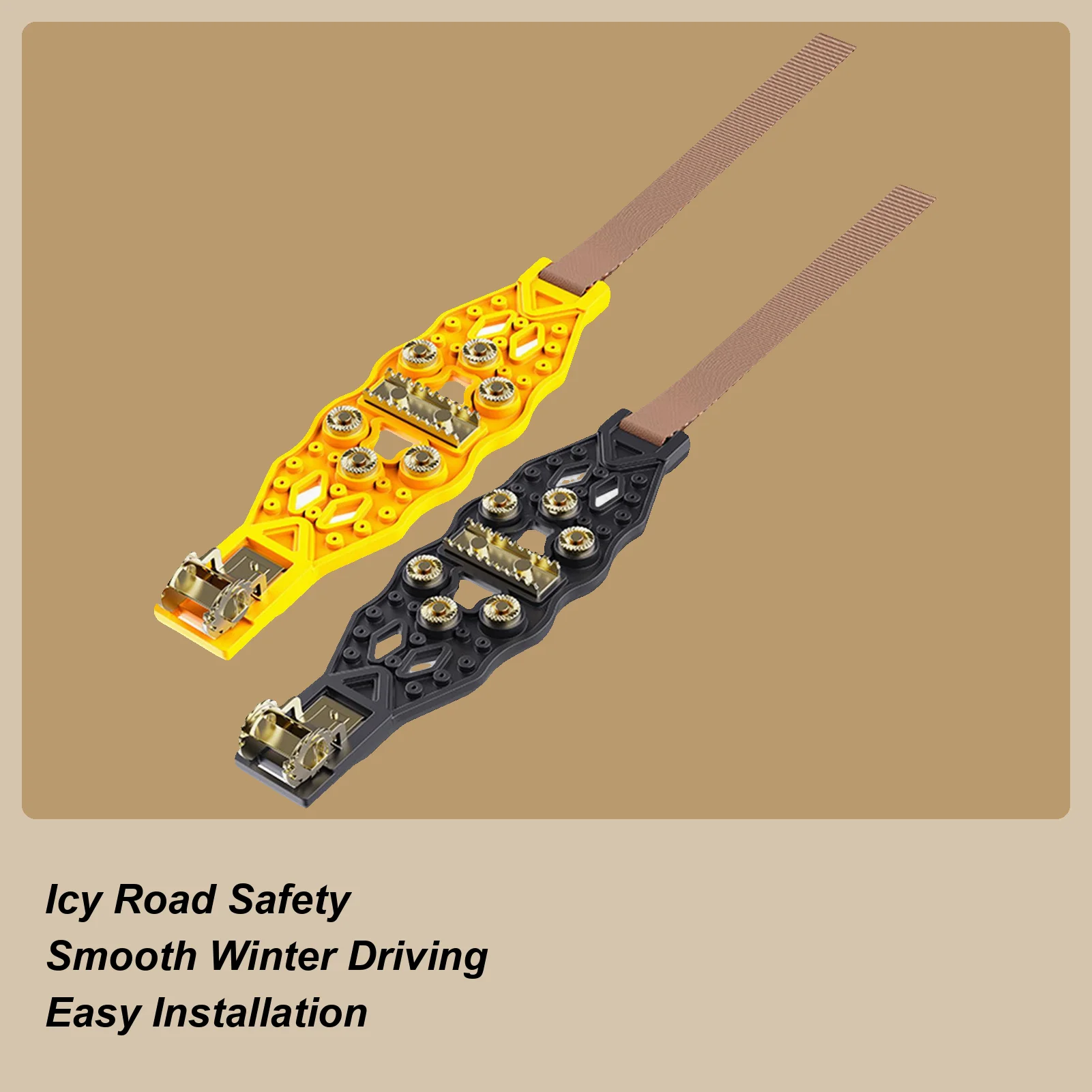 Snow Chains For Car Tires Heavy-Duty Anti-Slip Cleats Spikes Quiet Tire Chains For Pickup Trucks For Ice Winter Hiking Trailer