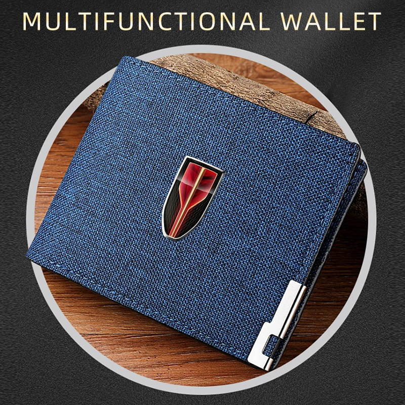 Car Men Short Wallet Credit Card Holder Coin Holder Folding Wallet For Hongqi HS5 H5 H9 E-QH5 HS7 E-HS9 H7 E-HS3