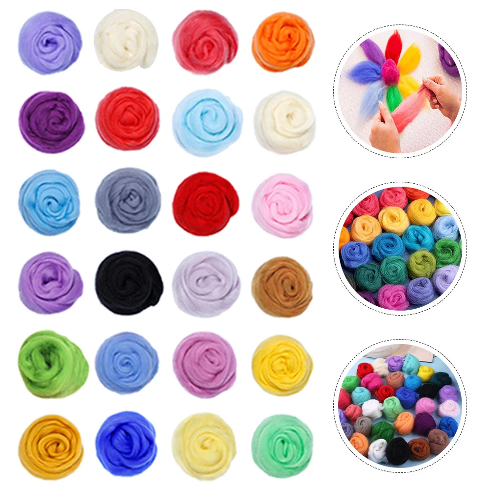 

24pcs Wool Felting Kit Colored Diy Needle Felting Set For Crafts Supplies Felt Wool Accessories Craft Making Kit For