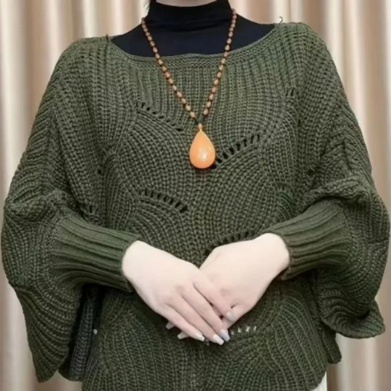 Knitted Sweater Women Bat Sleeve Oversized Shawl Poncho Pullover Korean Fashion Loose Coat Warm New