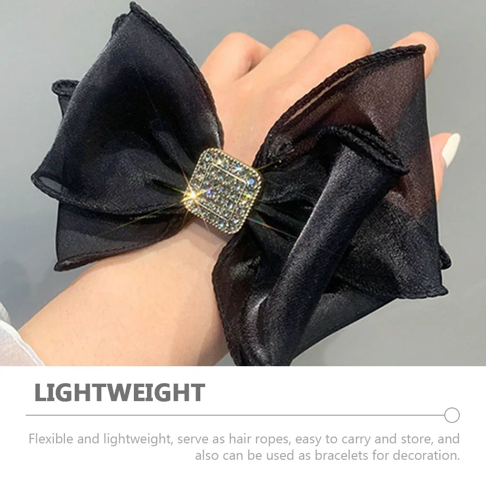 

2pcs Flexible Lightweight Ropes Bows For Girls Head Accessories Organza Ornament Portable Bowknots Delicate Hair Decor Adorable