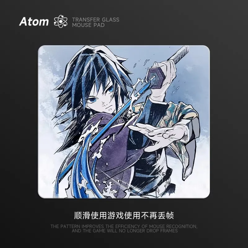 ATOM Tempered Glass Mouse Pads Customized Upgrade Smooth Technology Desk Pad FPS Gaming Mouse Pad for Keyboard Accessories Gifts