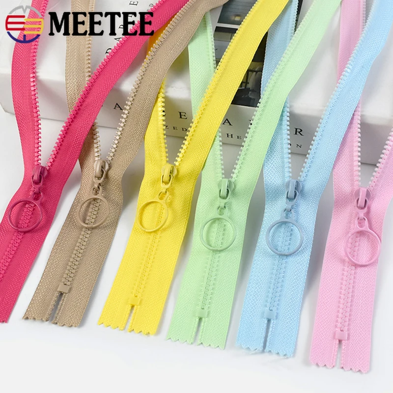 

5/10Pcs 25/60cm Colored Resin Zippers 3# Close/Open-End Zipper Ring Puller Bag Pocket Closure Zip Sewing Zips Repair Accessories