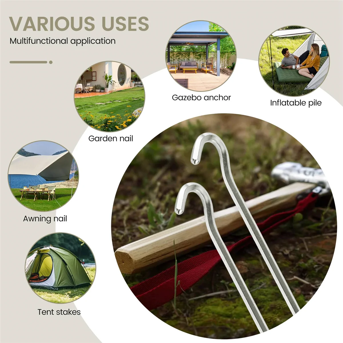 Sales! Tent Pegs 8 PCS 18cm Metal Heavy Duty Tent Hooks Aluminum Alloy Rust Free Camping Tent Ground Pegs
