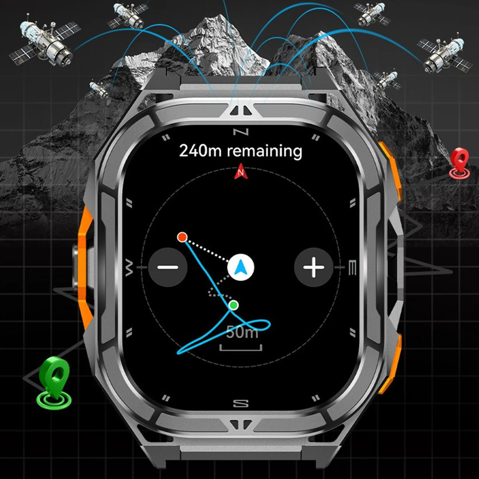 مقاوم للماء ساعة ذكية موبايل بلوتوث دعوة الموسيقى GPS معدل ضربات القلب الأكسجين الرياضة في الهواء الطلق سوار جهاز تعقب للياقة البدنية النوم معصمه