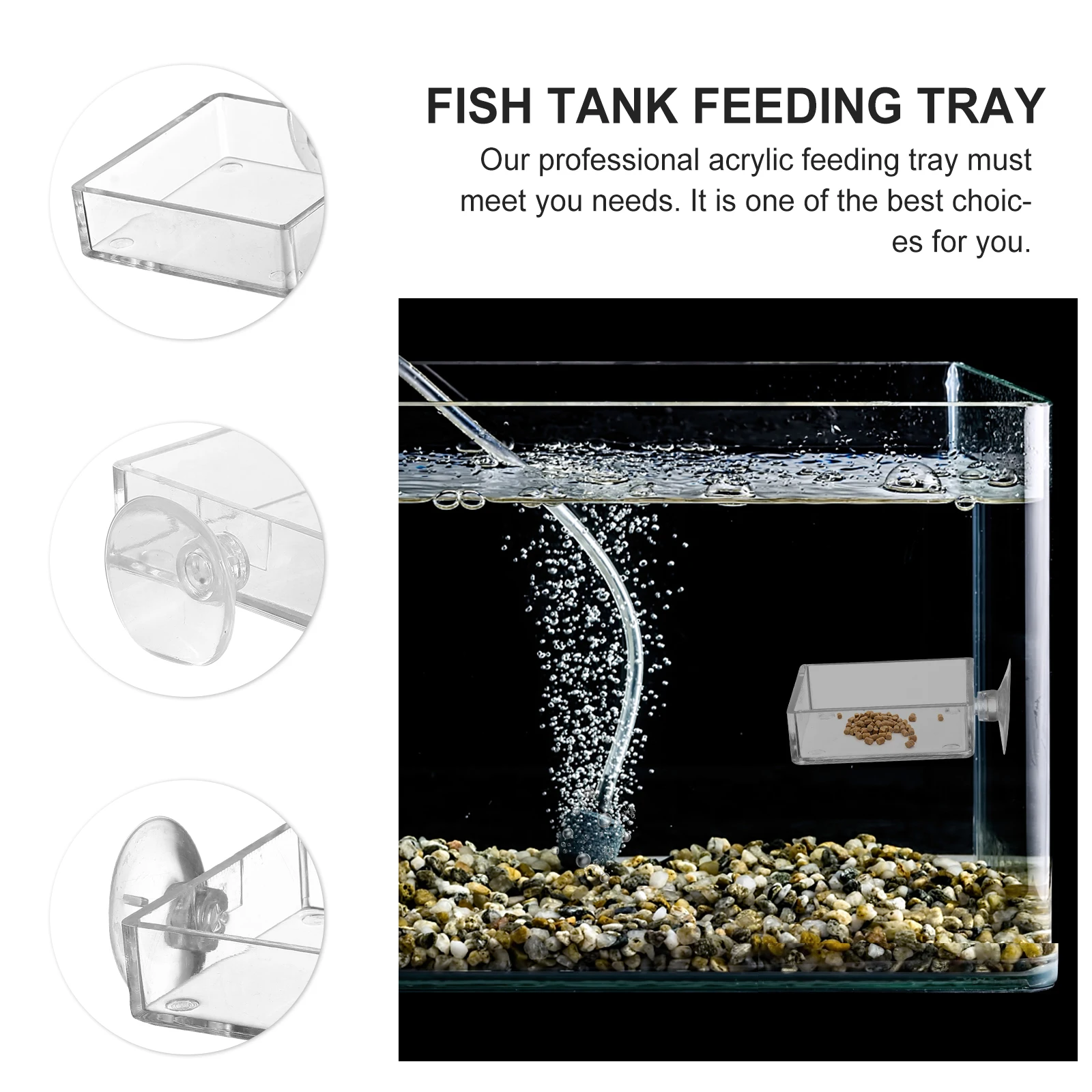

4pcs Feeding Bowls Fish Tank Shrimp Tray Transparent Aquarium Easy Clean Suction Cup Adjustable Height Food Container Pet