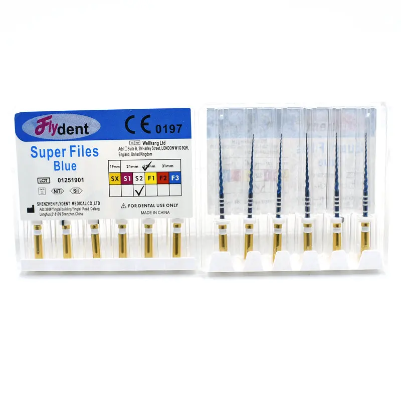 Dental Rotary Super Files Blaue Feilen Rotationsfeilen Niti Wärmeaktivierung Endodontische Feilen Verwendung für den Wurzelkanal