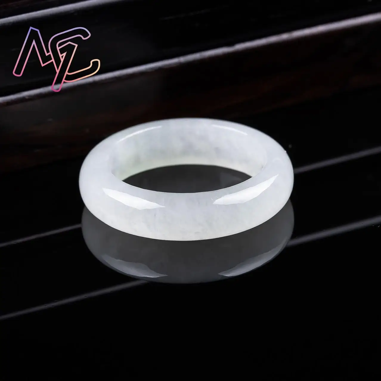 白いミャンマー翡翠リング 16〜23mm ファッションアクセサリー