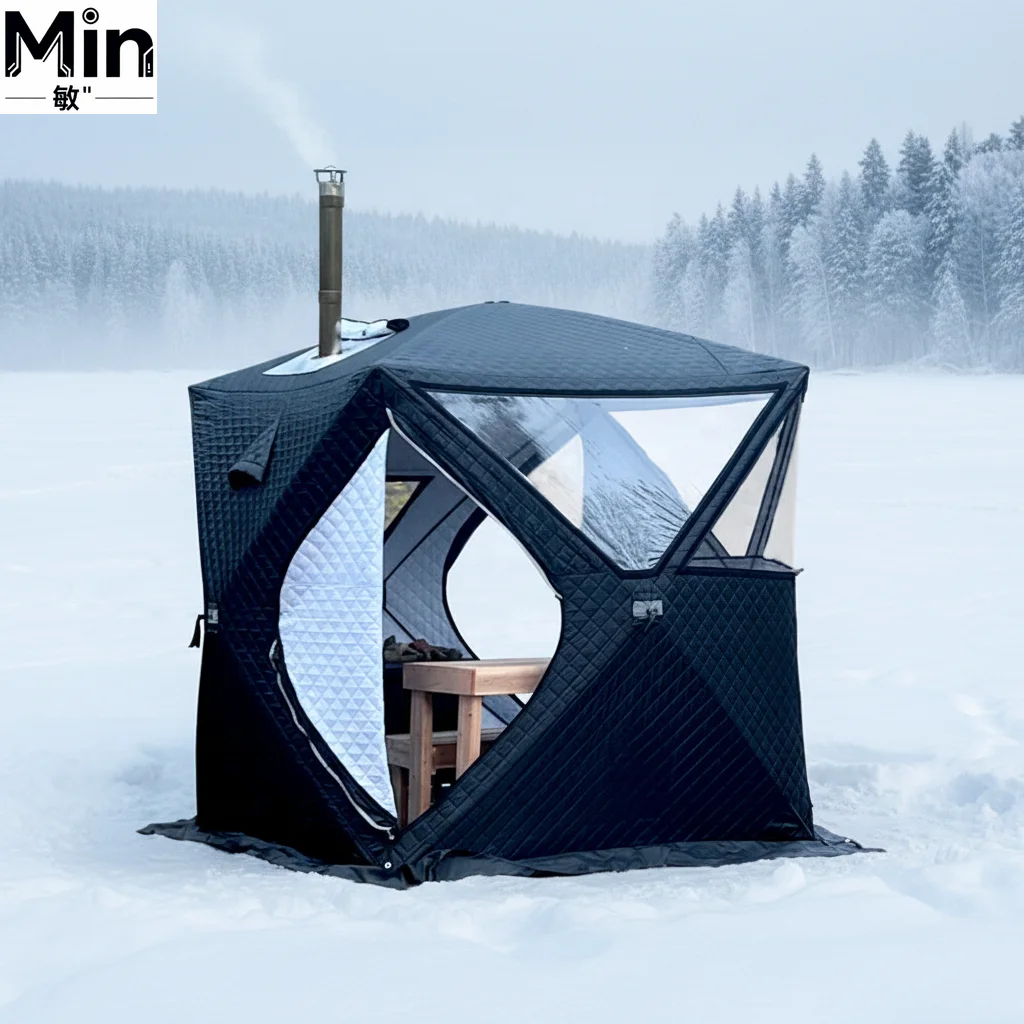Portable Instant Setup Sauna Tent Four Season Waterproof Windproof Outdoor Stove Compatible Tent with Large View Window