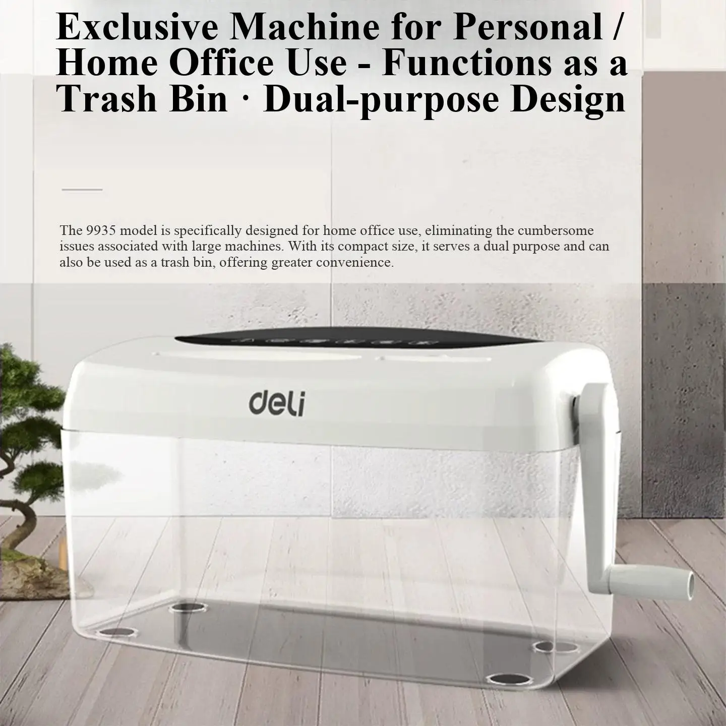 Deli 9935 Mini Manual Paper Shredder 5L Level 4 Security Multi-function Shred Cards Disks for Home And Small Office Desk