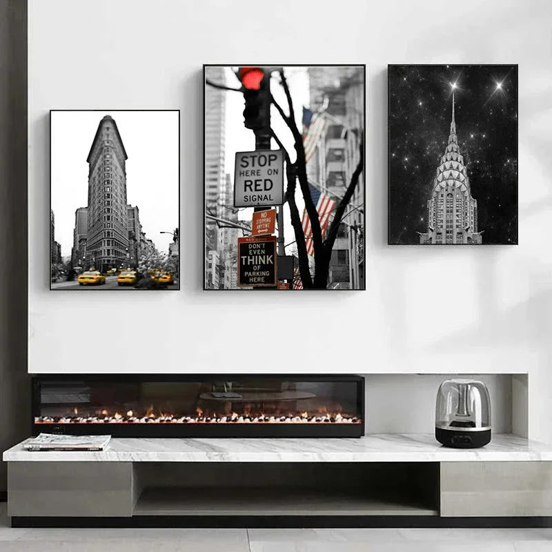 New York City Empire State Building Canvas Paintings Black White Nordic Poster and Prints Wall Art Pictures for Room Home Decor