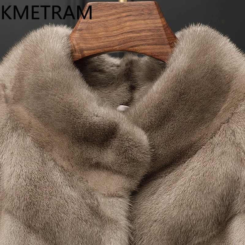 เสื้อโค้ทขนมิงค์แท้ 100% สำหรับผู้หญิง คอตั้ง สีเทา เสื้อโค้ทขนยาวแท้ ฤดูหนาว 2025 ใหม่ เสื้อผ้าผู้หญิงสำหรับใส่ด้านนอก шуба женская
