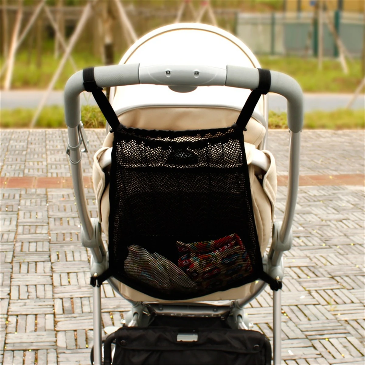 Handy Baby Stroller Trolley Mesh Net Bag Big Capacity Pocket Bottle Diaper Holder Storage Organizer Carrier