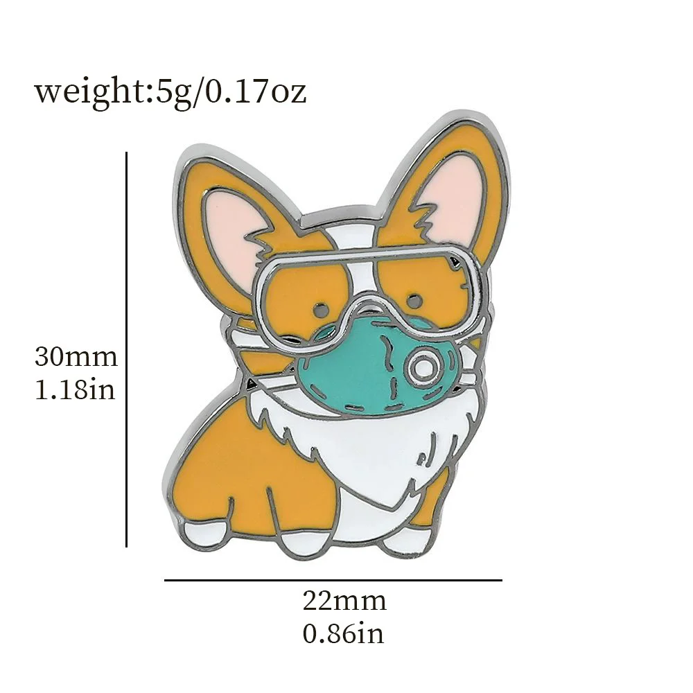 Cartoon Puppy Brooch Cute Scarf Mask Protective Enamel Pin Yoga Cat Metal Badge Backpack Clothing Accessories