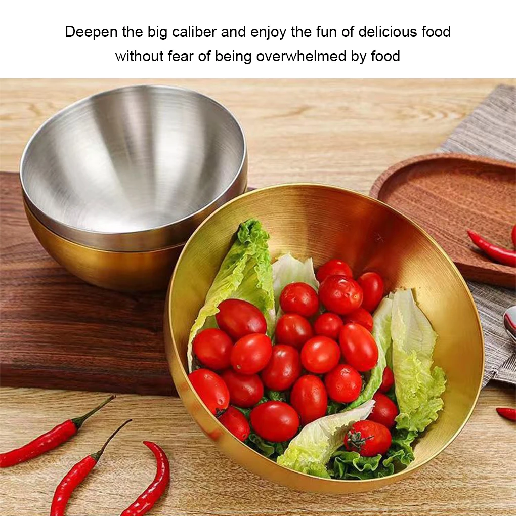 15cm/20cm/25cm Korean Stainless Steel Salad Bowl Multifunctional Cooking Basin Noodle Bowl Round Golden Silver Bowl