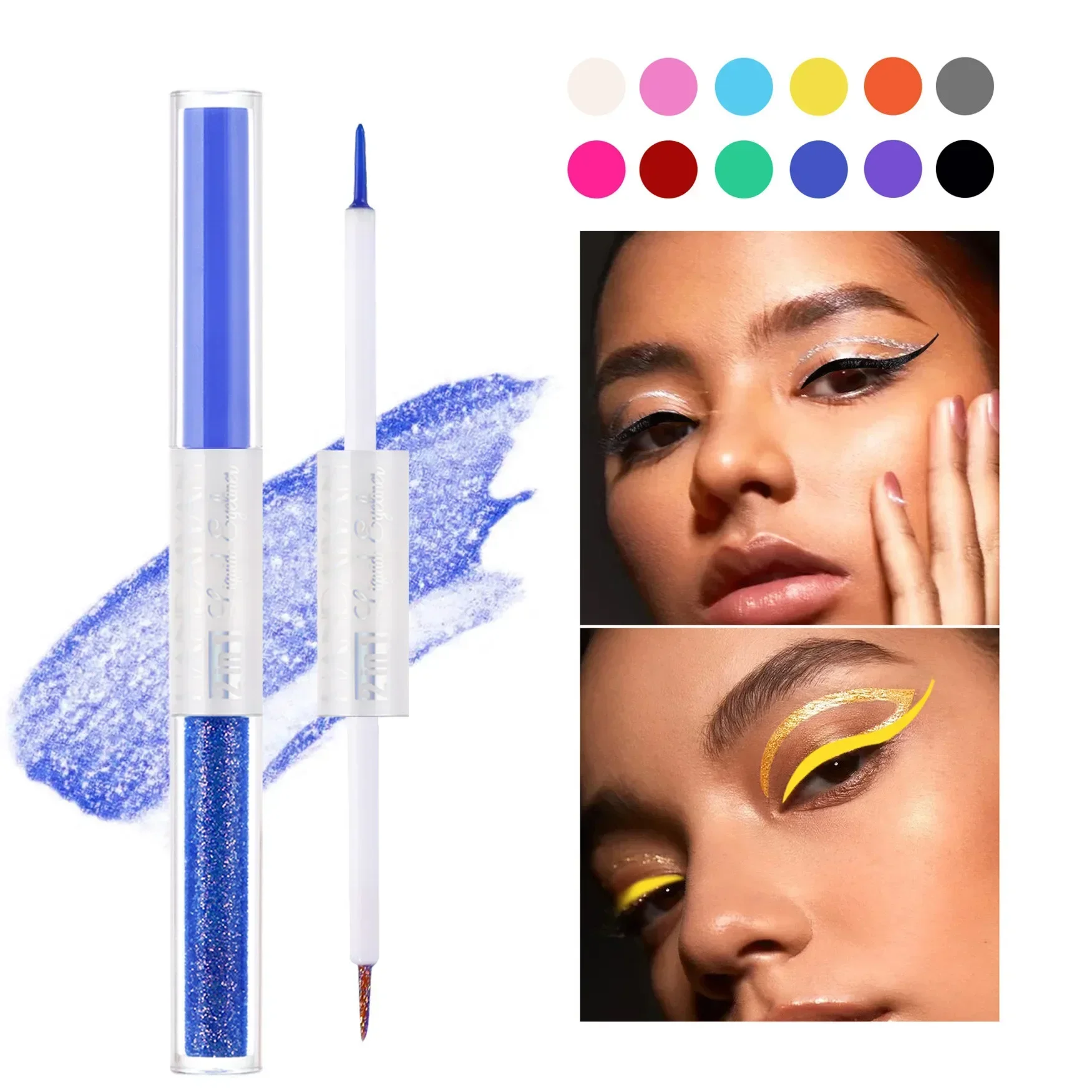 12 Kleur Glitter Eyeliner Potlood Waterdichte Glitter Roze Witte Markeerstift Zijderupsje Schaduw Diamant Vloeibare Eyeliner Pen Oogmake-Up