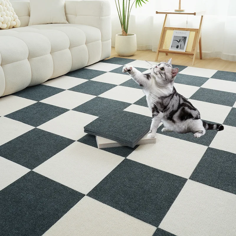 Self-Adhesive Puzzle Floor Mat, Interlocking Carpet Tiles for Living Room Bedroom, Non-Slip Baby Crawling Rug Easy Clean