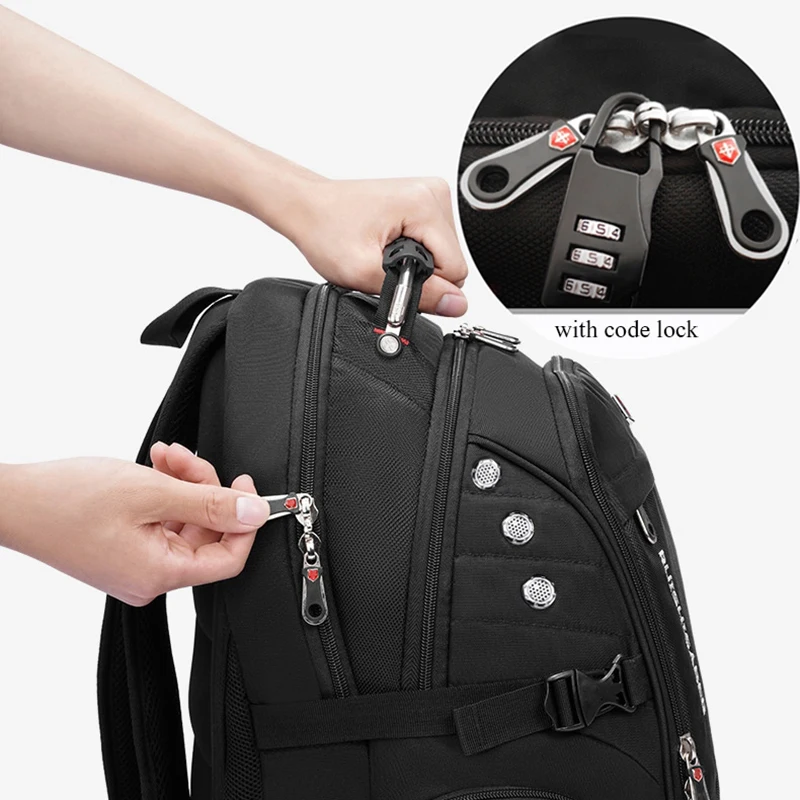 Waterproof 15.6/17.3 Inch Laptop Backpack Men USB Charging Swiss Backpack Travel Women Rucksack Male Vintage School Bag Mochila