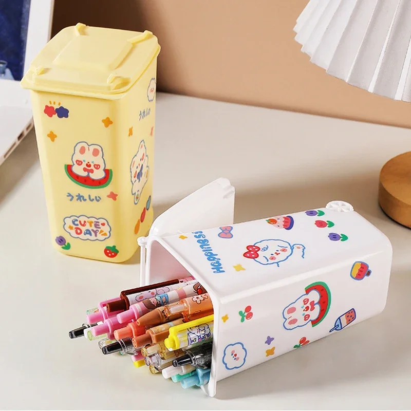 Mini Plastic Desktop Trash Student Pencil Storage Box Office Stationer Large Capacity Cute Pen Holder Desktop Organizer