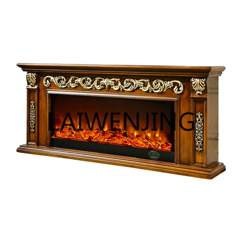 

RWJ European-Style Solid Wood Fireplace Mantel Living Room Electronic Decorative Electric Fireplace TV Cabinet