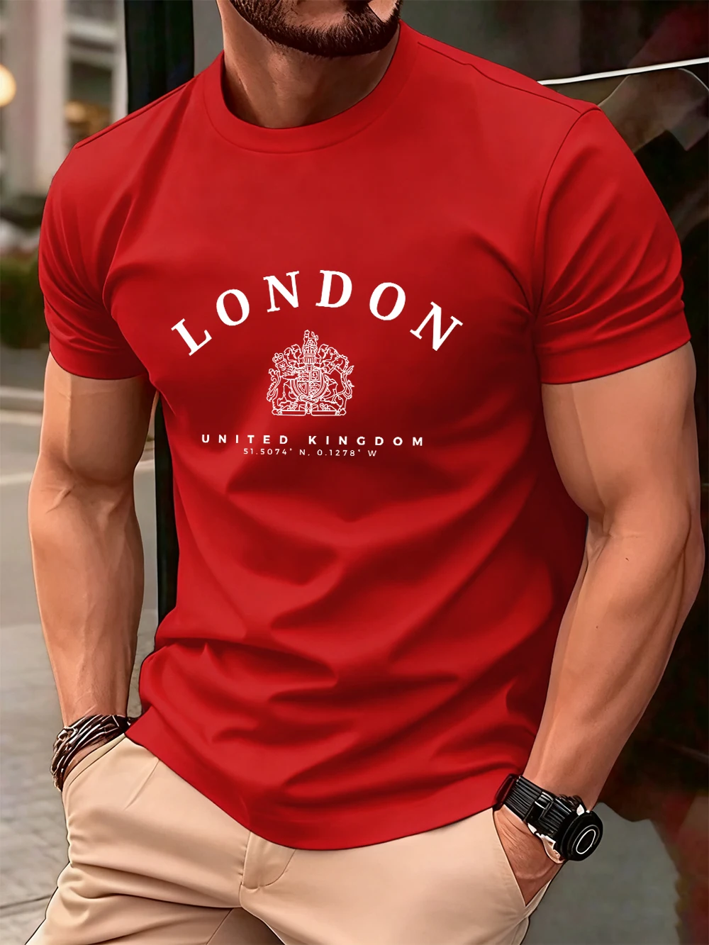 

London Uk Royal Badge Printed Cotton T-Shirts Men'S Summer O-Neck Short Sleeve T Shirt Soft Oversized Tops Basic Mens Clothes