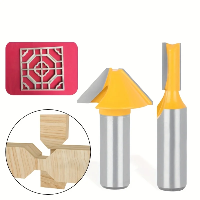 ‌ 2-teiliges 1/2-Zoll-Zungen- und Nutfräser-Bit-Set – V-Nut mit Hartmetallspitze für antike Türen, Schränke und CNC-Tischlerei ‌