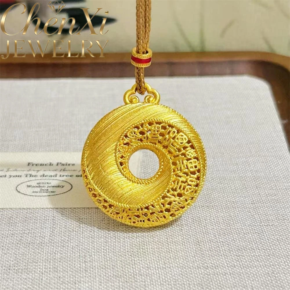 

Элитный кулон из песочного золота с ажурным узором «Сто благословений» и символом Тай-чи «Мир», роскошное модное ювелирное украшение, изысканное и популярное