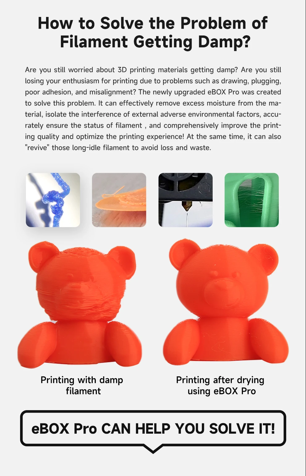 ESUN 3D-Filament-Trockner Verbesserte 3D-Filament-Trocknungsbox eBox Pro Aufbewahrungsbox Hochtemperatur-PI-Heizung 360 ° Umgebungs-Trockner – Detail 2