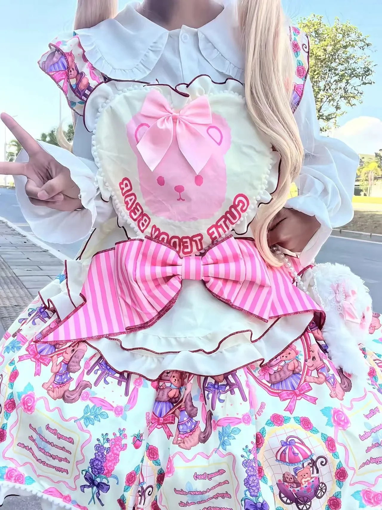 

SOIOMES Pingzi Original [Little Bear Fairy Tale] Pink Love Little Bear SK Lolita Original Lolita Весенне-осенний сезон