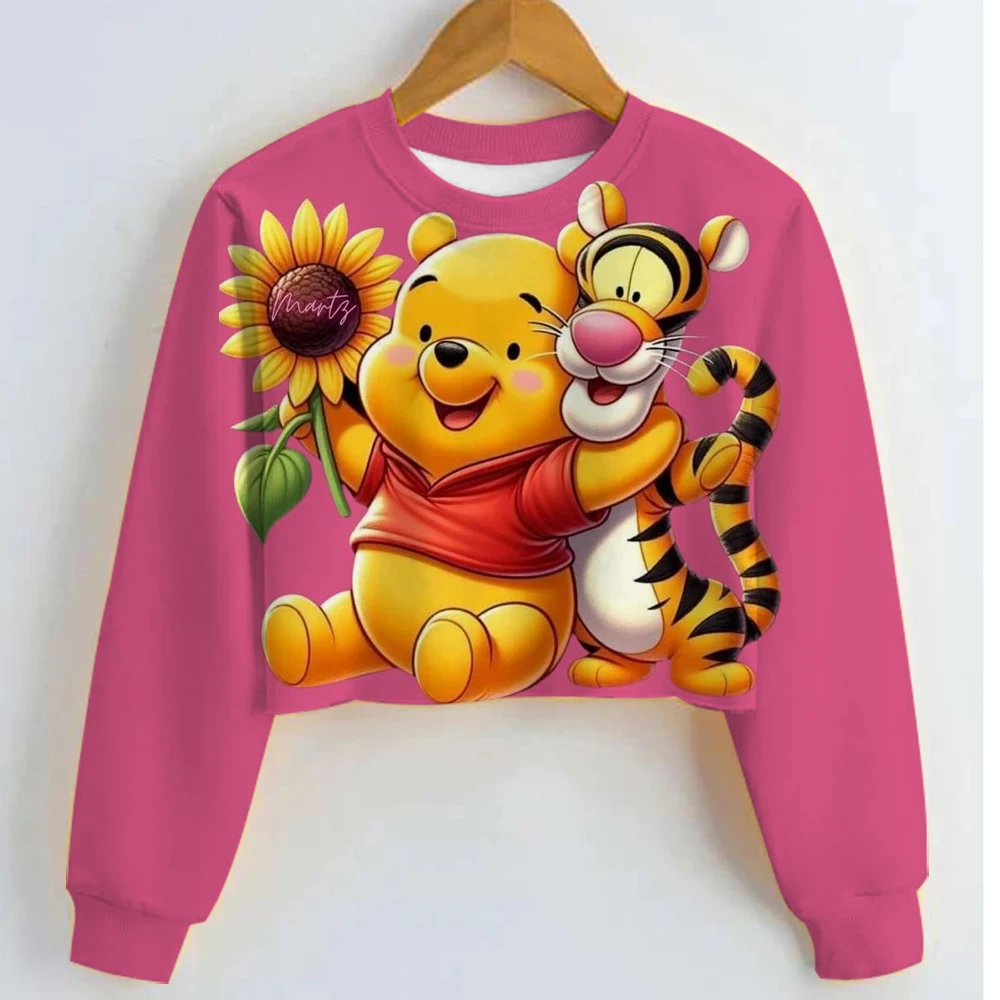 

2026 new autumn spring Disney Winnie the Pooh hot selling children's ultra short pullover fashionable baby girl clothing
