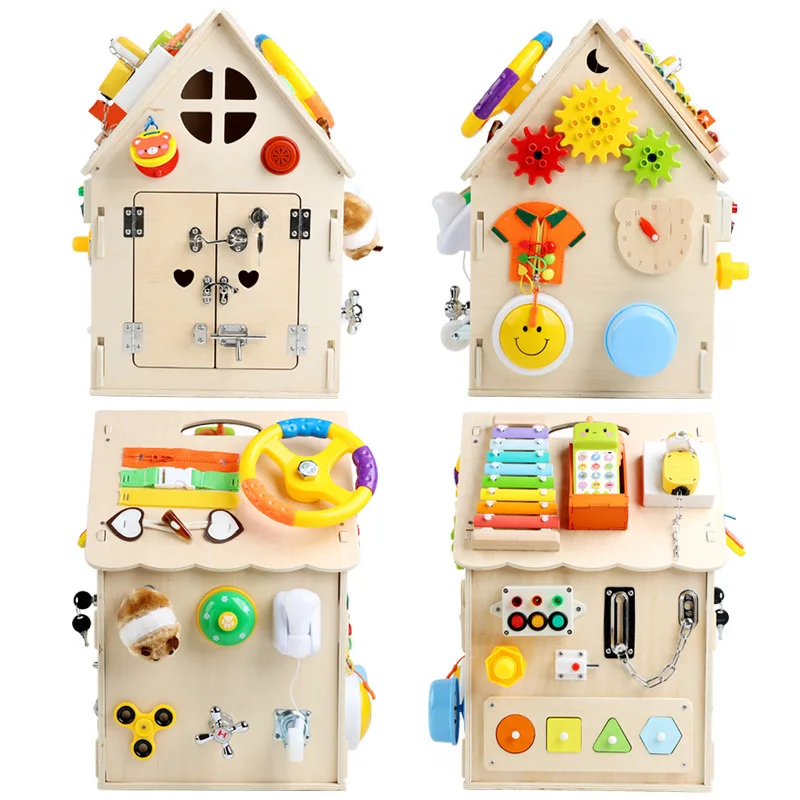 Kids Early Education Wood House Sensory Development Baby Basic Life Skills Toys Puzzle Unlocking Intelligence Game Enlightenment