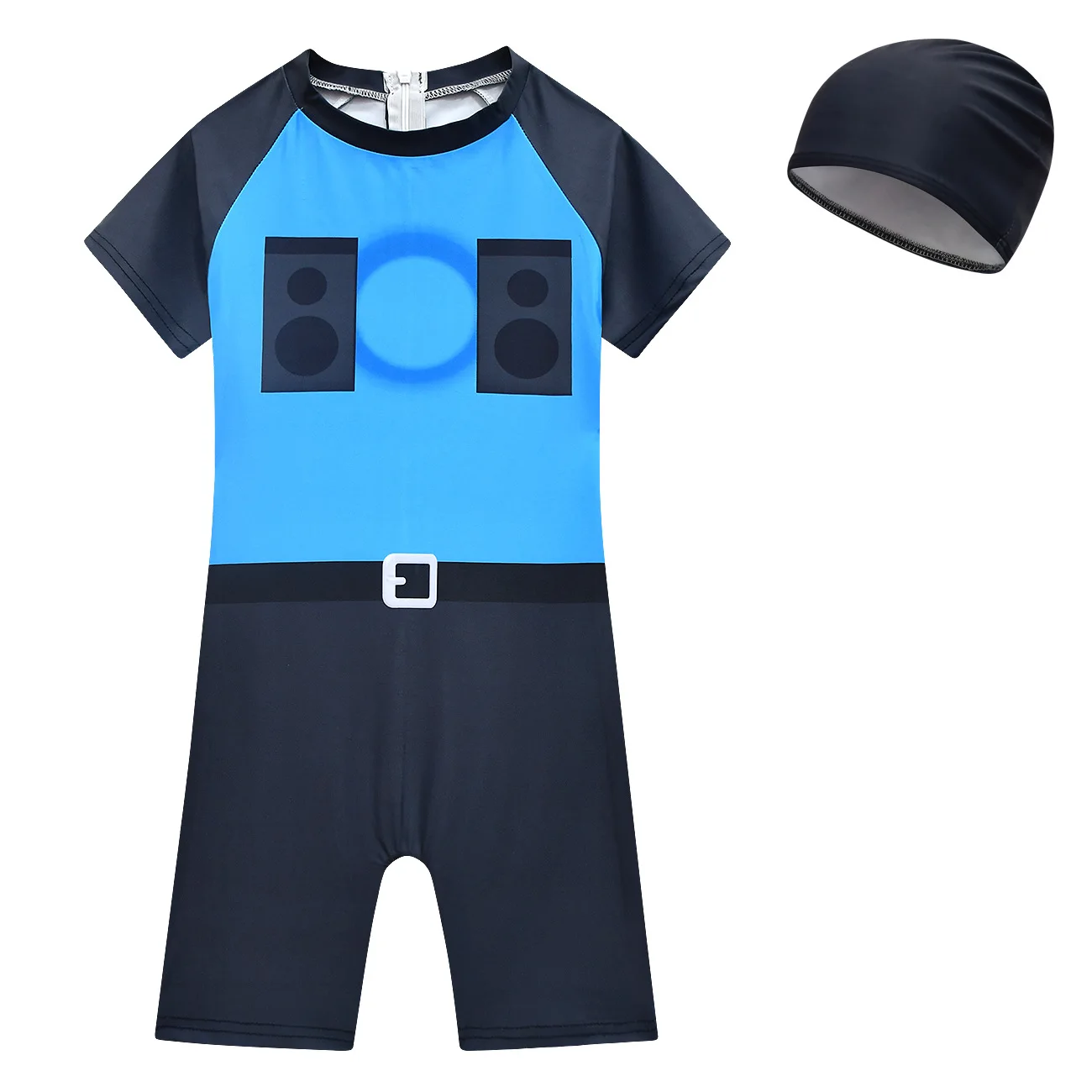 Kids Skibidi Toilet Cosplay One Piece Swimsuit and Hat Sets Swimwear Cartoon Print Beachwear Children Fancy Holiday Bathing Suit