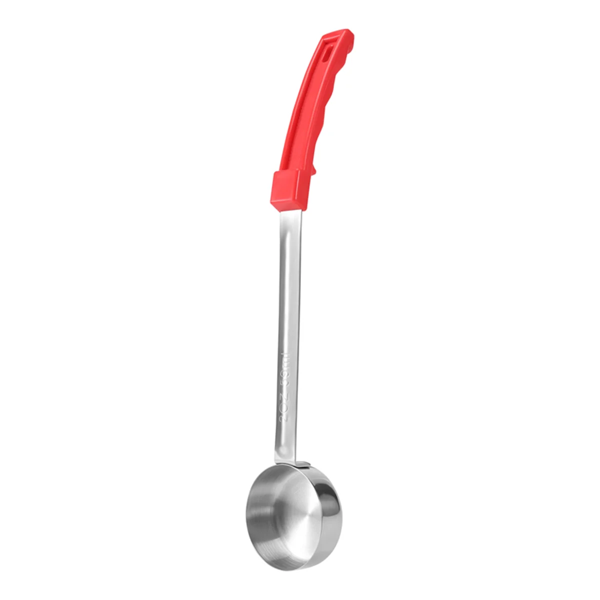B60APizza Spread Sauce Ladle Rubber Handle Flat Bottom Kitchen Cooking Spoon Stainless Steel Measuring Stir Soup Spoon -2 Oz