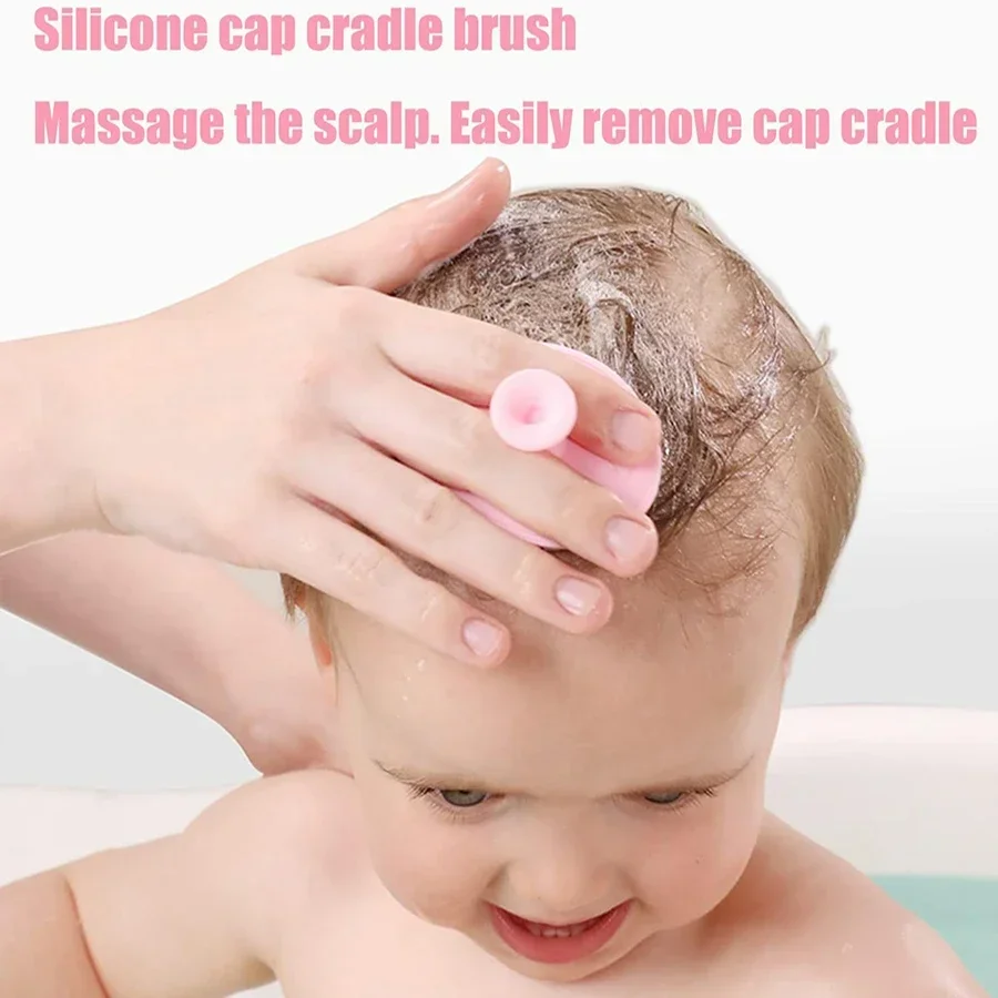 Baby Hair Brush Set for Newborn Toddlers Soft Bristles Silicone Cradle Cap Massaging Brush Infant Hair Care Bathing Soft Comb