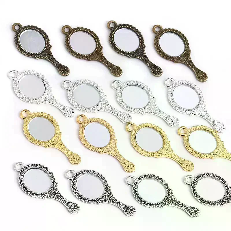 Vintage Alloy Mini Mirror Charms With Antique Engraved Design Perfect For DIY Jewelry Making Necklace Bracelet Crafts 10pcs