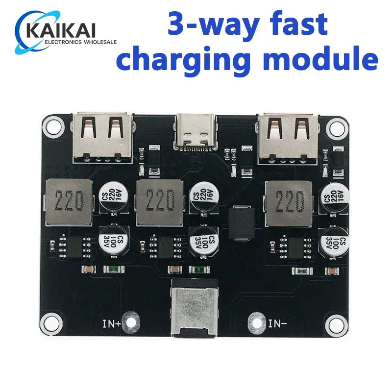 3-way fast charging module 12V24V to QC3.0 fast charging TYPE-C USB mobile phone board fast charging voltage reduction