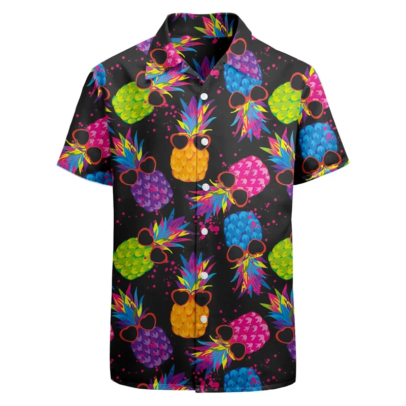 

Summer Men's Holiday Lapel Camisa Fruit 3d Print Harajuku Hawaiian Shirts Fashion Men Womens Clothes Beach Short Sleeve Blouses